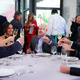 The judges enjoy champagne